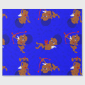 Papier Cadeau afro angel noir cupide africain chérub coeur bleu (Plat)