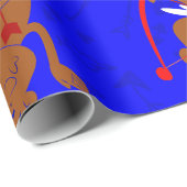 Papier Cadeau afro angel noir cupide africain chérub coeur bleu (Coin rond)