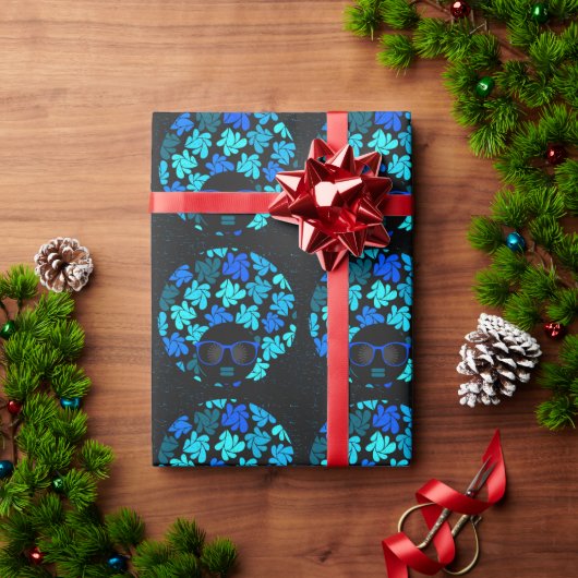 Papier Cadeau Afro Diva Bleu (Cadeau de vacances)