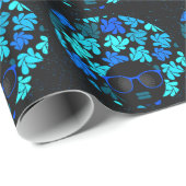Papier Cadeau Afro Diva Bleu (Coin rond)