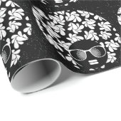 Papier Cadeau Afro Diva Noir & Blanc (Coin rond)