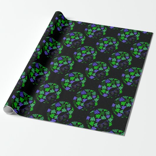 Papier Cadeau Afro Diva Vert & Bleu (Déroulé)