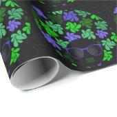 Papier Cadeau Afro Diva Vert & Bleu (Coin rond)
