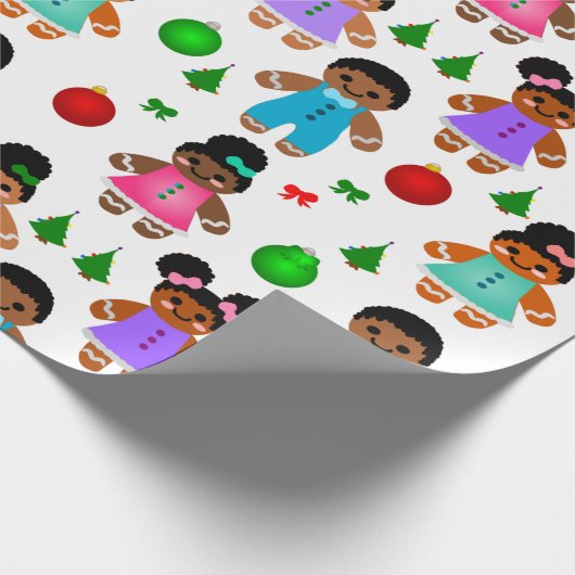 Papier Cadeau Afro Gingerbread Christmas Boy and Girl Kids (Coin)
