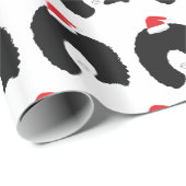 Papier Cadeau Afro Hairs Père Noël Lady (Coin rond)