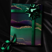 Papier Cadeau Agate attrayante | Joyau foncé Tone Pierre Or Vein