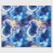 Papier Cadeau Agate Céleste | Motif de Géode Abstraite en Pierre (Plat)