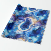 Papier Cadeau Agate Céleste | Motif de Géode Abstraite en Pierre (Déroulé)