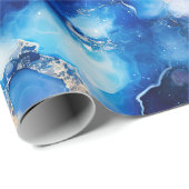 Papier Cadeau Agate Céleste | Motif de Géode Abstraite en Pierre (Coin rond)