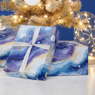 Papier Cadeau Agate Céleste Motif de Pierre de Galaxie Abstrai