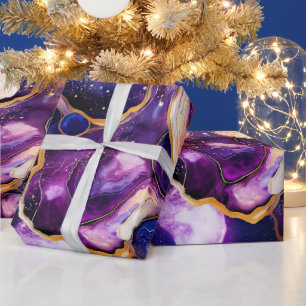 Papier Cadeau Agate Céleste Motif Minéral Abstrait Cosmique