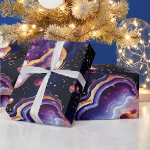 Papier Cadeau Agate Céleste   Pierre de la Galaxie Cosmique