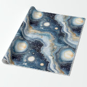 Papier Cadeau Agate Céleste | Pierre Planétaire Abstraite (Déroulé)