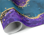 Papier Cadeau Agate de Parties scintillant de Peacock violet et (Coin rond)
