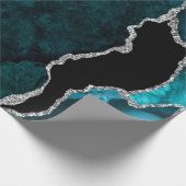 Papier Cadeau Agate de Parties scintillant turquoise bleu et arg (Coin)