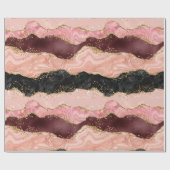 Papier Cadeau Agate de séquences noir et rose (Plat)