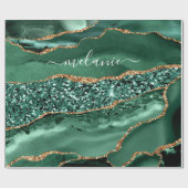 Papier Cadeau Agate Green Gold Parties scintillant Geode Marbre  (Plat)