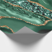 Papier Cadeau Agate Green Gold Parties scintillant Geode Marbre  (Coin)