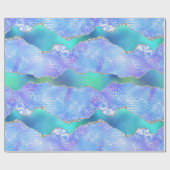 Papier Cadeau Agate Léopard Sarcelle | Motif de Pierre Abstraite (Plat)