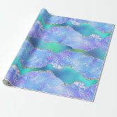 Papier Cadeau Agate Léopard Sarcelle | Motif de Pierre Abstraite (Déroulé)