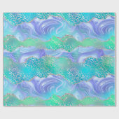 Papier Cadeau Agate Léopard Sarcelle | Motif de Pierre Abstraite (Plat)
