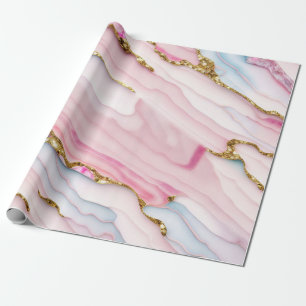 Papier Cadeau Agate Marble tendance Blue Pink Gold Collection