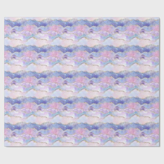 Papier Cadeau Agate Pailleté Bleu Rose Violet Tendance (Plat)