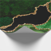 Papier Cadeau Agate pailletée fausse verte et or (Coin)