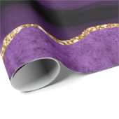Papier Cadeau Agate Purple Gold Parties scintillant Votre nom En (Coin rond)