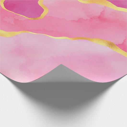 Papier Cadeau Agate rose et or (Coin)