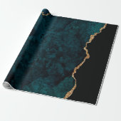 Papier Cadeau Agate sarcelle et or (Déroulé)