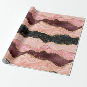 Papier Cadeau Agate sequins noir et rose (Déroulé)