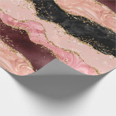 Papier Cadeau Agate sequins noir et rose (Coin)