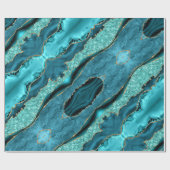 Papier Cadeau Agate Turquoise Blue Gold Aqua Papier d'enveloppem (Plat)