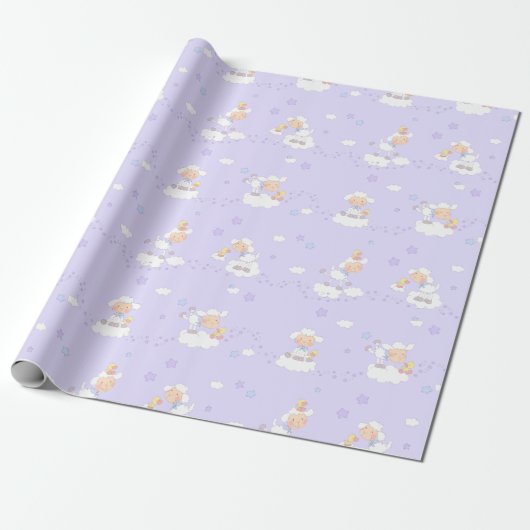 Papier Cadeau Agneau doux sur le nuage (Déroulé)