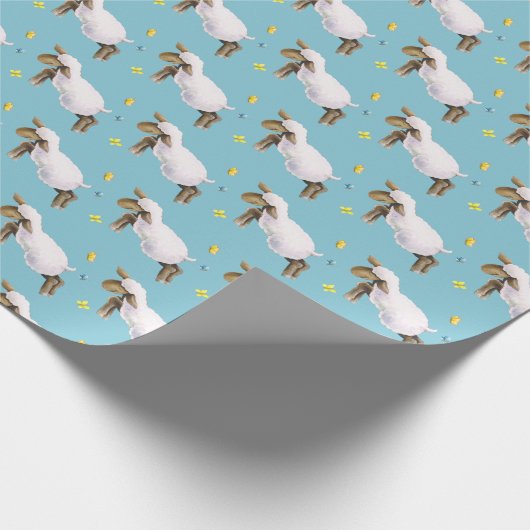 Papier Cadeau Agneau mignon sauter whimsy motif d'aquarelle (Coin)