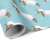 Papier Cadeau Agneau mignon sauter whimsy motif d'aquarelle (Coin rond)