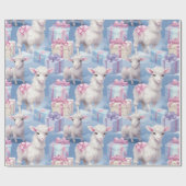Papier Cadeau Agneaux et cadeaux pastel doux (Plat)