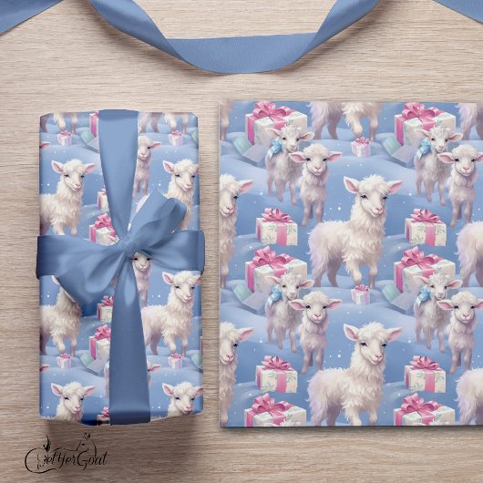 Papier Cadeau Agneaux et cadeaux Pastel doux Sm