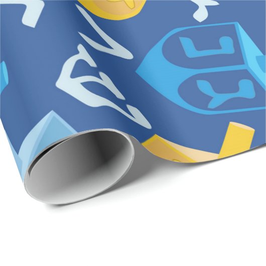 Papier Cadeau Agréable Dreidel Hanoukka (Coin rond)