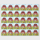 Papier Cadeau Agriculteur et grange (Plat)