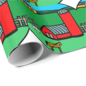 Papier Cadeau Agritourisme Cheval Grange Pâturage Dessin de dess (Coin rond)