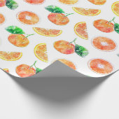 Papier Cadeau Agrumes Orange Fruits aquarelle peinture blanc Art (Coin)