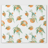 Papier Cadeau Agrumes Orange n Aquarelle blanche Folio floral (Plat)
