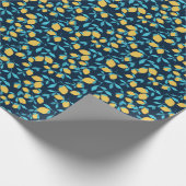 Papier Cadeau Agrumes simples : citrons sur le bleu. (Coin)