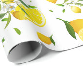 Papier Cadeau Agrumes TROPICALES FRUITS D'ÉTÉ Citrons d'orange (Coin rond)