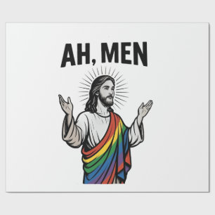 Papier Cadeau Ah Men Funny LGBT Gay pride Jesus Rainbow