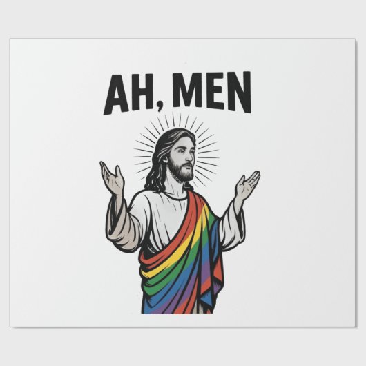 Papier Cadeau Ah Men Funny LGBT Gay pride Jesus Rainbow (Plat)