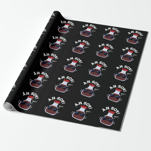 Papier Cadeau Ah Soy Funny Soy Sauce Pun Dark BG (Déroulé)