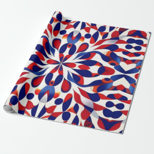 Papier Cadeau AI Art rouge blanc et bleu Motif américain patriot